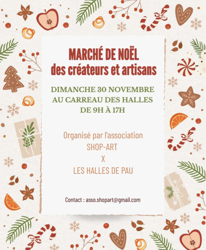 marché de noel des halles de Pau asso shop'art